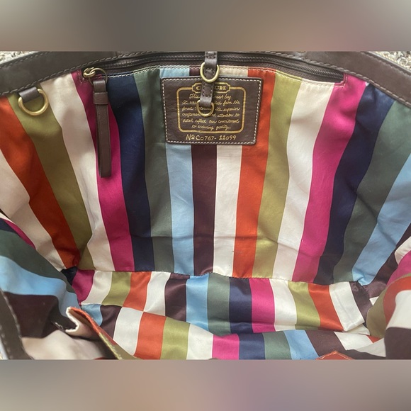 Coach Brown and Tan Canvas Tote Bag - Picture 9 of 14